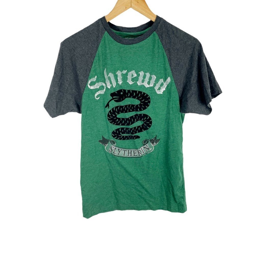 Universal Studios Harry Potter Shirt Mens Small Green Slytherin Raglan Tee Movie